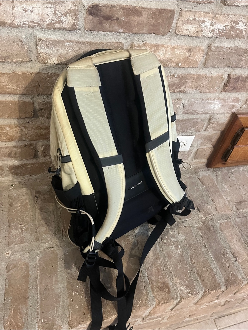 The North Face Backpack in Cream and Black with Front Bungee - Picture 4 of 4